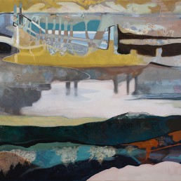 Schilderij Alexandra Verkerk, olie op linnen en textiel. 2022