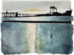 Water split in two, schilderij op imitatie bont, Alexandra Verkerk