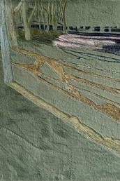 Schilderij op Fake rabit van Alexandra Verkerk Je ziet een park