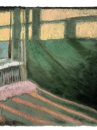 Schilderij van Alexandra Verkerk op imitatie bont, kamer met een bed