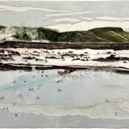 Schilderij van Alexandra Verkerk op imitatie bont, bergen water