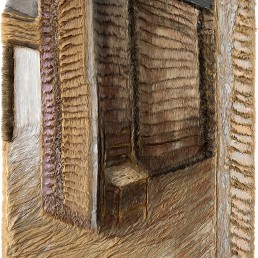 Schilderij Alexandra Verkerk, acryl op imitatie bont, een huis in aanbouw