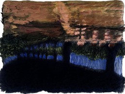 schilderij Alexandra Verkerk, een vervreemdend landschap acryl op imitatie bont