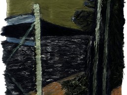 Schilderij Alexandra Verkerk, uitzicht op zee in de avond acryl op imitatie bont