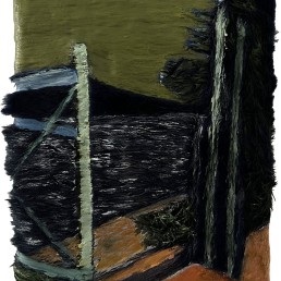 Schilderij Alexandra Verkerk, uitzicht op zee in de avond acryl op imitatie bont
